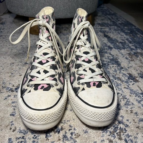 Converse Custom Chuck Taylor All Star Lift Platform By You Pink Cow Sneakers - Picture 5 of 11